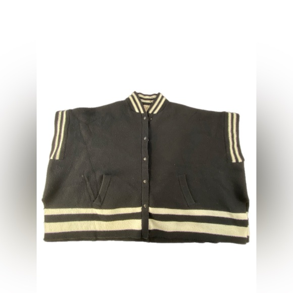 Free People Pep Rally Stripe Poncho Sweater Jacket - Picture 4 of 12